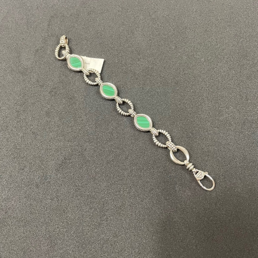 LAGOS Sterling Silver Malachite Deublet Green Venus‎ Station Oval Link Bracelet - Picture 7 of 7